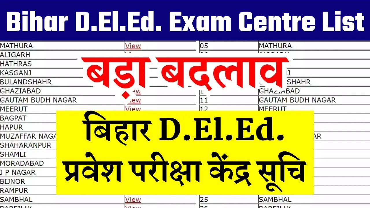 Bihar DElEd Exam Centre List 2024 PDF Download
