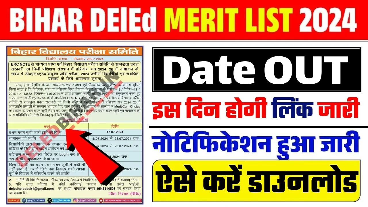 Bihar DElEd Merit List 2024 Date Out, Check Out New Date Here – इस दिन जारी होगी बिहार डी.एल.एड की पहली मेरिट लिस्ट, तिथि हुई जारी